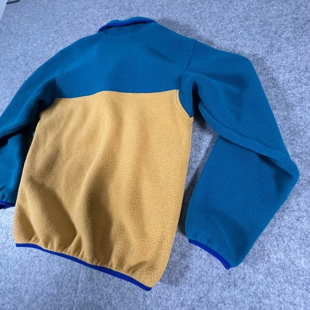 Patagonia Synchilla Snap-T Fleece Size Large Blue Teal Yellow Kids Pullover B4